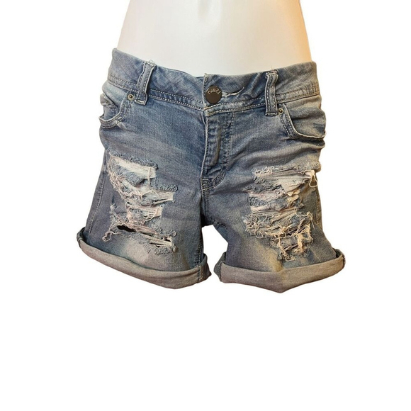 Forever 21 Destructed Denim Jean Shorts Size 5/6 - Picture 1 of 8
